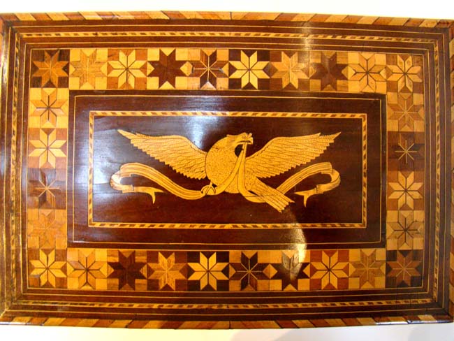 A stunning and patriotic 19th century sailor-made ladies writing or sewing box circa 1850